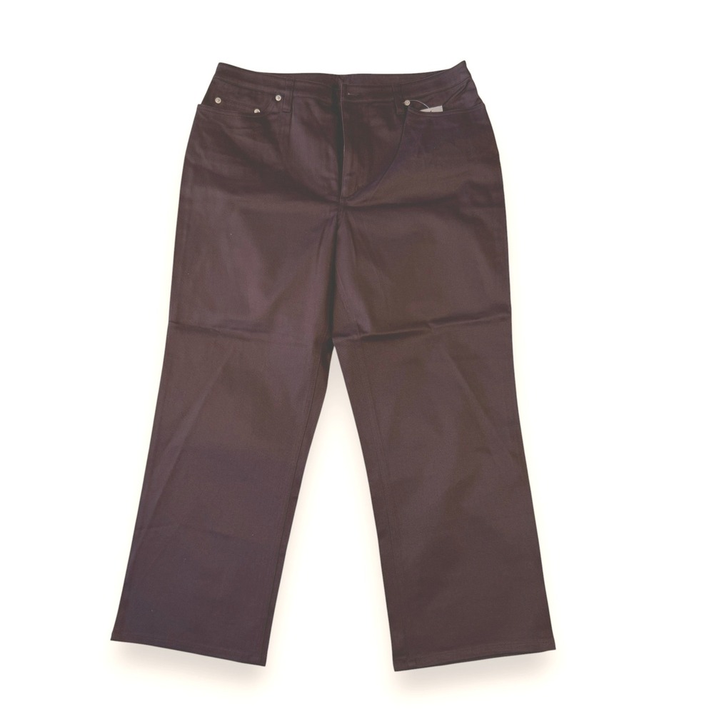 Ann‎ Taylor LOFT Women's Stretch Pants Brown Size 14 Cropped Straight Leg